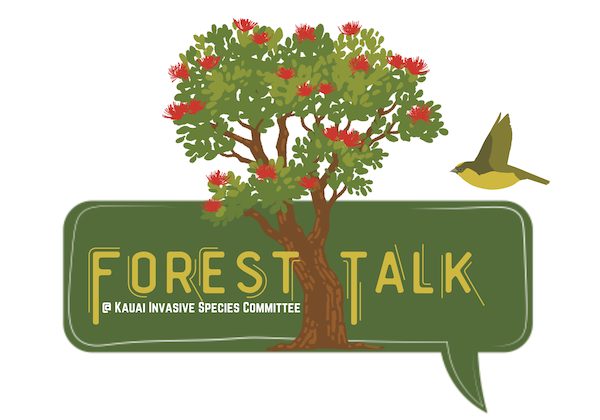logo / graphic of 'Ōhi'a tree with words Forest Talk below it.