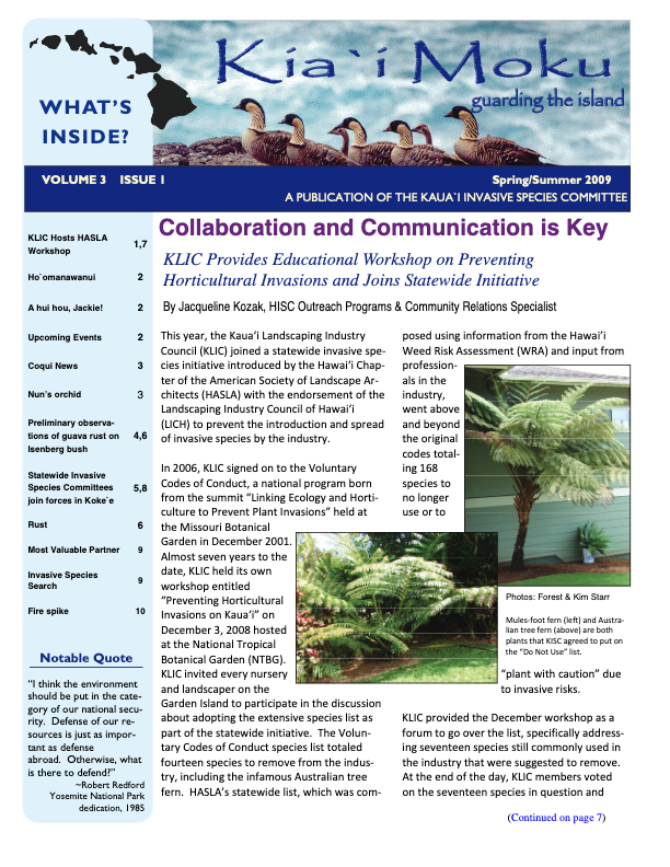 Kiaʻi Moku 2009 newsletter
