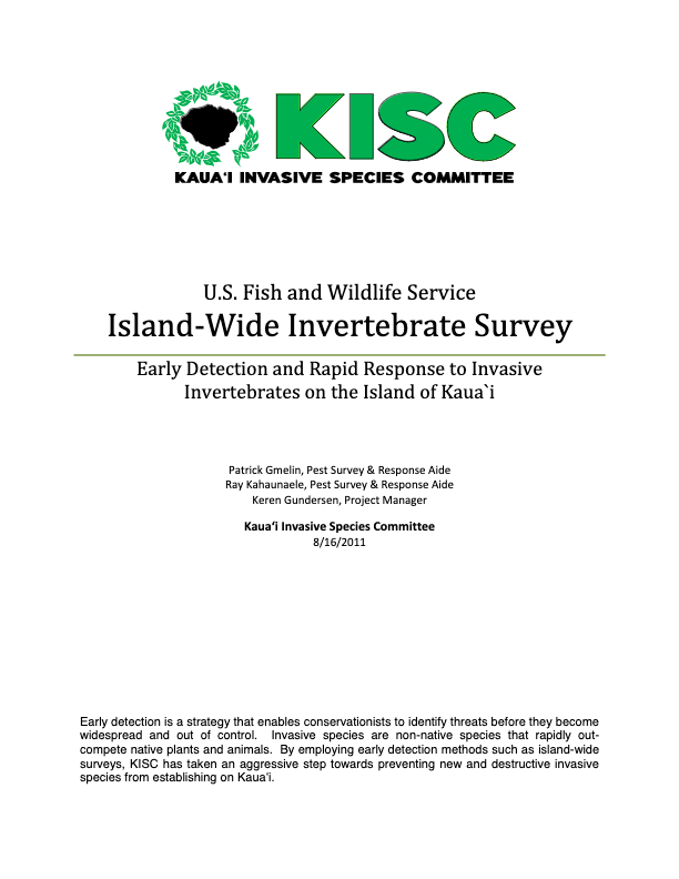 2011 KISC Island-wide Invertebrate Survey